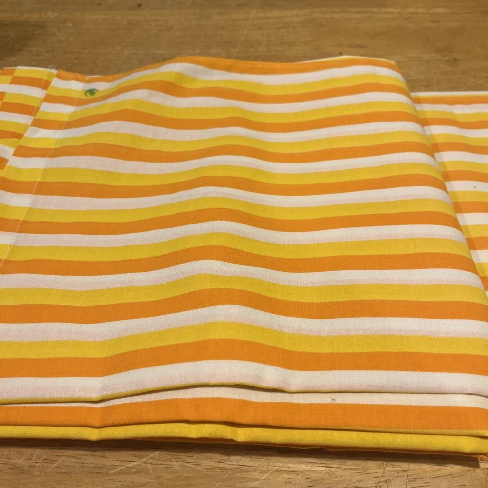 Vintage DAN RIVER  Yellow & Gold‎ Striped Fine Muslin MCM Twin Flat Sheet